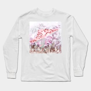 Ladybug Mushroom Negative Painting Long Sleeve T-Shirt